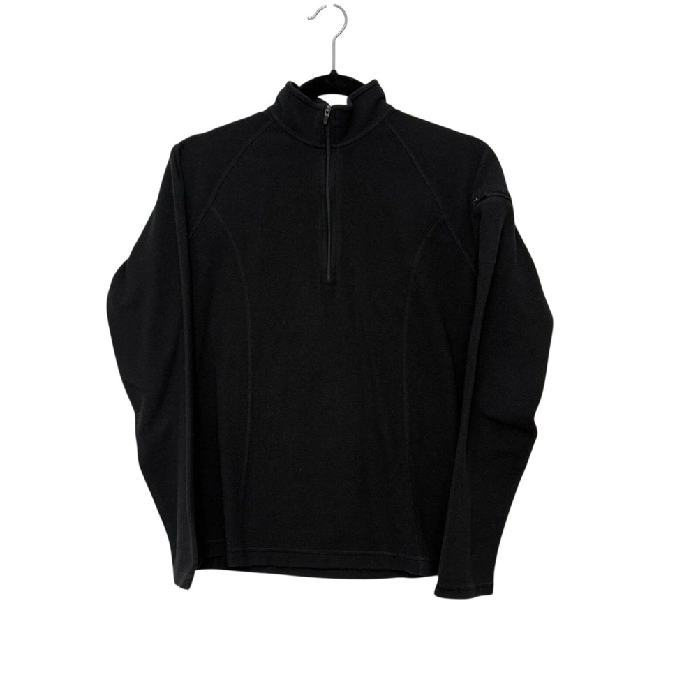 LL Bean Womens Pullover Half-Zip Fleece Long Sleeve Mock Neck Black Small